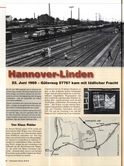 Eisenbahn-Kurier 08_2010 - Hannover-Linden - 22. Juni 1969 - G�terzug 55767 kam mit t�dlicher Fracht - von Klaus Ridder  _rz
